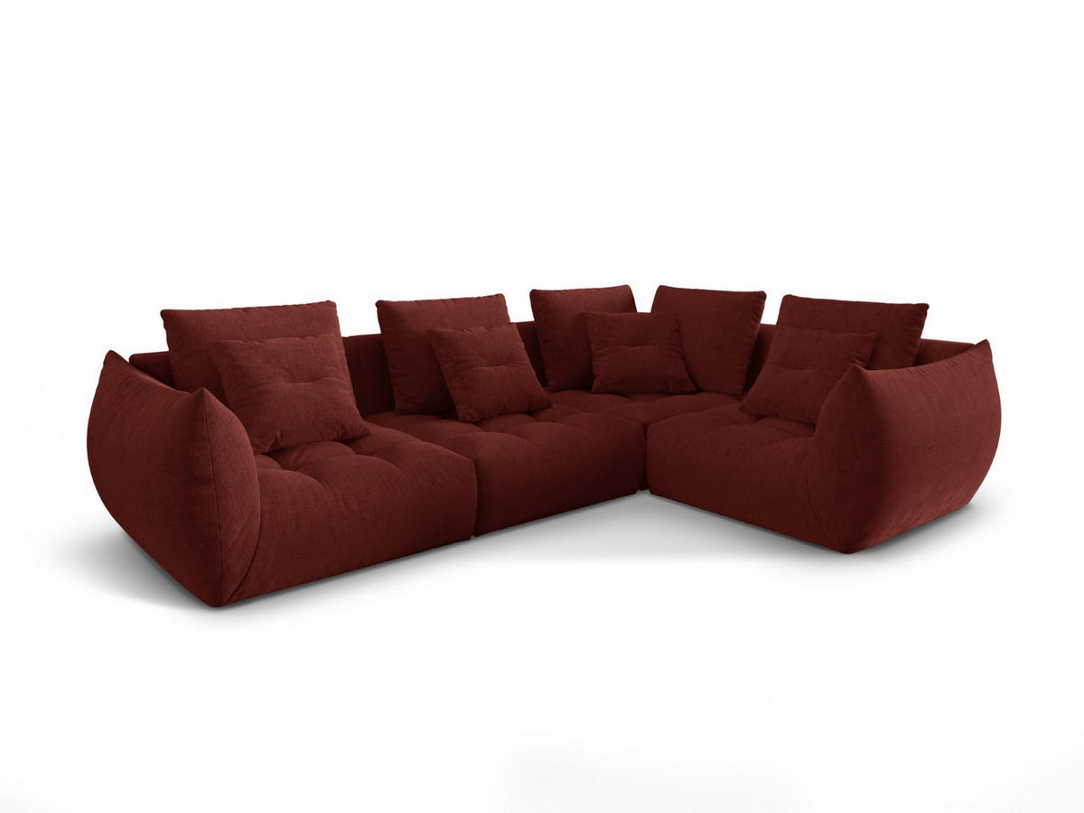 ECKSOFA modular rechts Bloom aus strukturiertem Stoff rot 3 Sitzplätze - Rot, Textil (216/316cm) - Micadoni