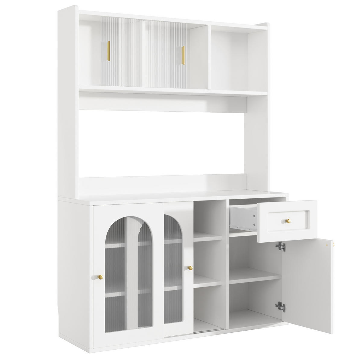 BUFFET 120/167/35 cm Weiß aus MDF und Holzwerkstoff mit LED-Beleuchtung - Weiß, Holzwerkstoff (35/167/120cm) - OKMYHOME