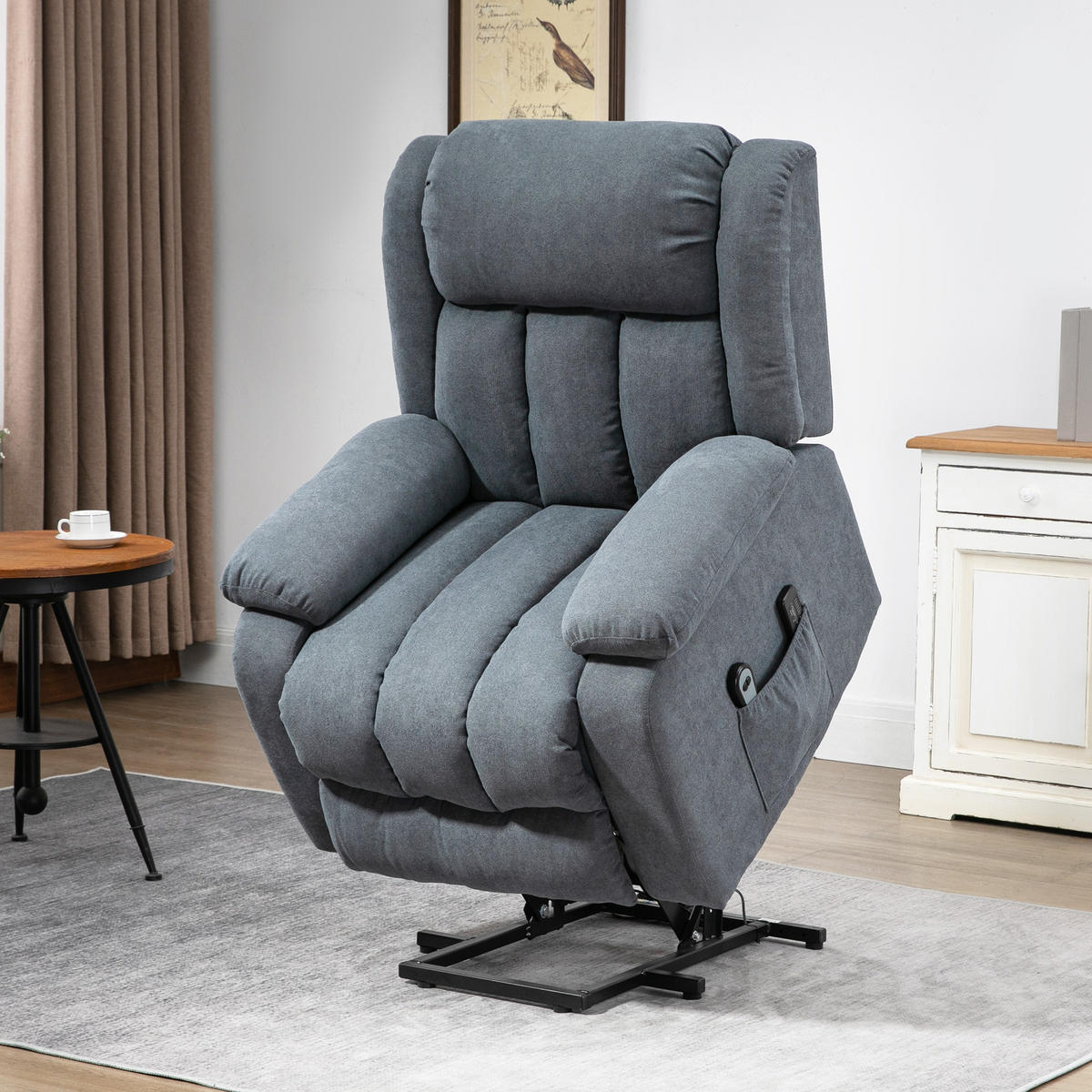 RELAXSESSEL,ELEKTRISCH 135° Leinenoptik Fußstütze,grau - Grau, Textil (91/103/93cm) - Vallsero