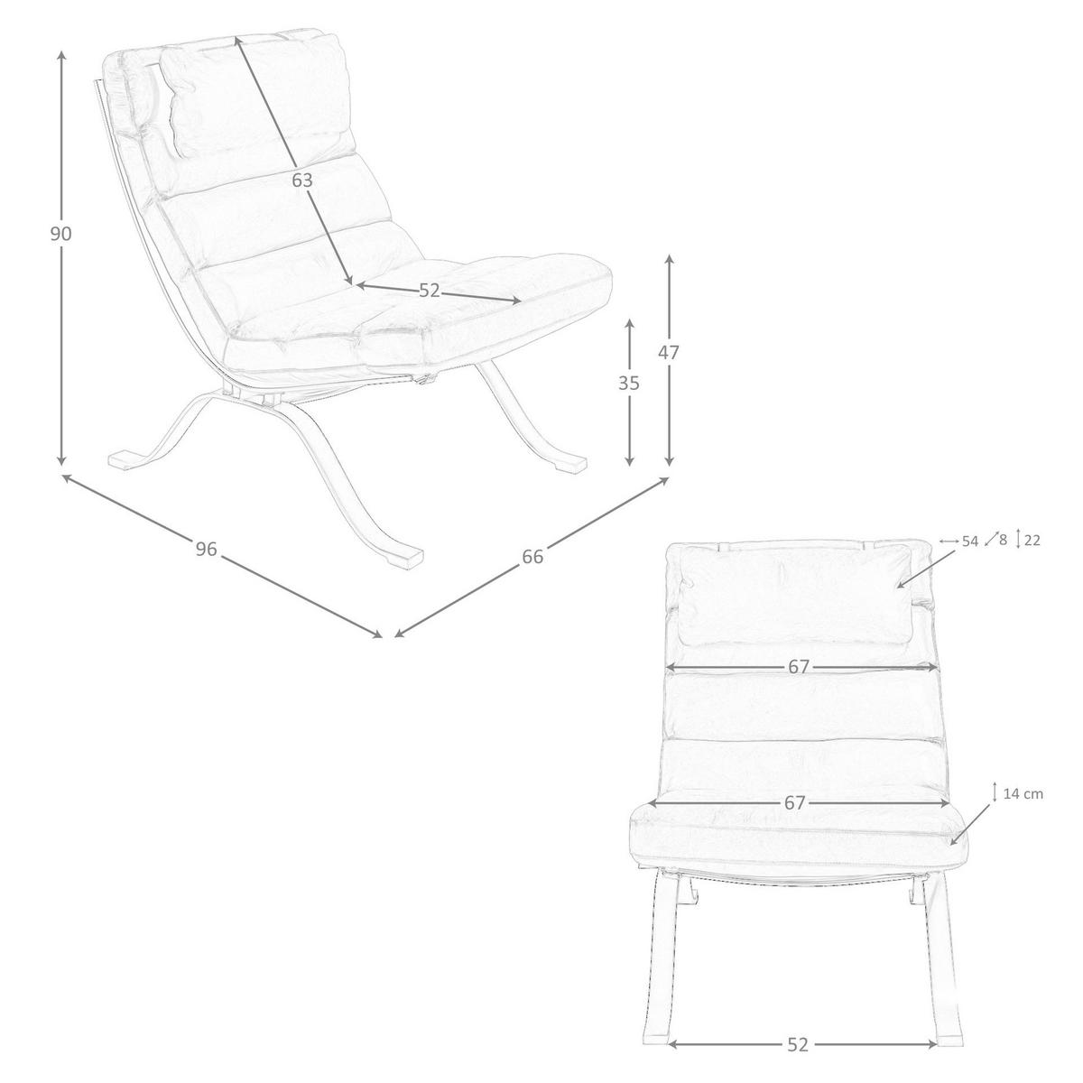 SESSEL Dunkelbraun Stahl 66/96/90 cm - Braun, Leder/Metall (66/90/96cm) - ANGEL CERDA