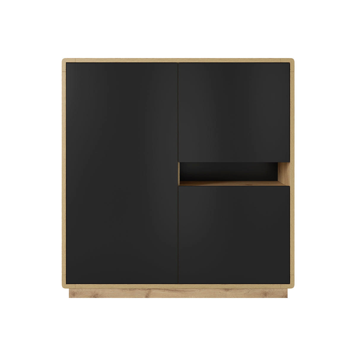 SIDEBOARD Raven Mattschwarz und Holz - Schwarz, Holzwerkstoff (121/126/40cm) - Petits-meubles