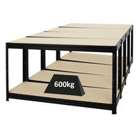 WERKBANK Dino 4er-Set mit 4x höhenverstellbar 90x160x60 cm Traglast 600 kg Schwarz - Schwarz, Metall (640/90/60cm) - PROREGAL