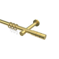 GARDINENSTANGEN-SET Prestige Elanto 180 cm, 1-läufig, 20 mm Ø Messing-Optik - Messingfarben, Metall (180cm) - INTERDECO