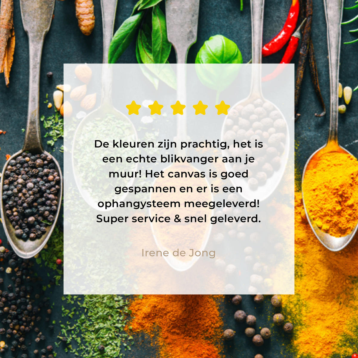 LEINWANDBILD Kräuter - Gewürze - Löffel Wanddeko 90x60 cm - Currygelb, Textil (90/60cm) - MuchoWow