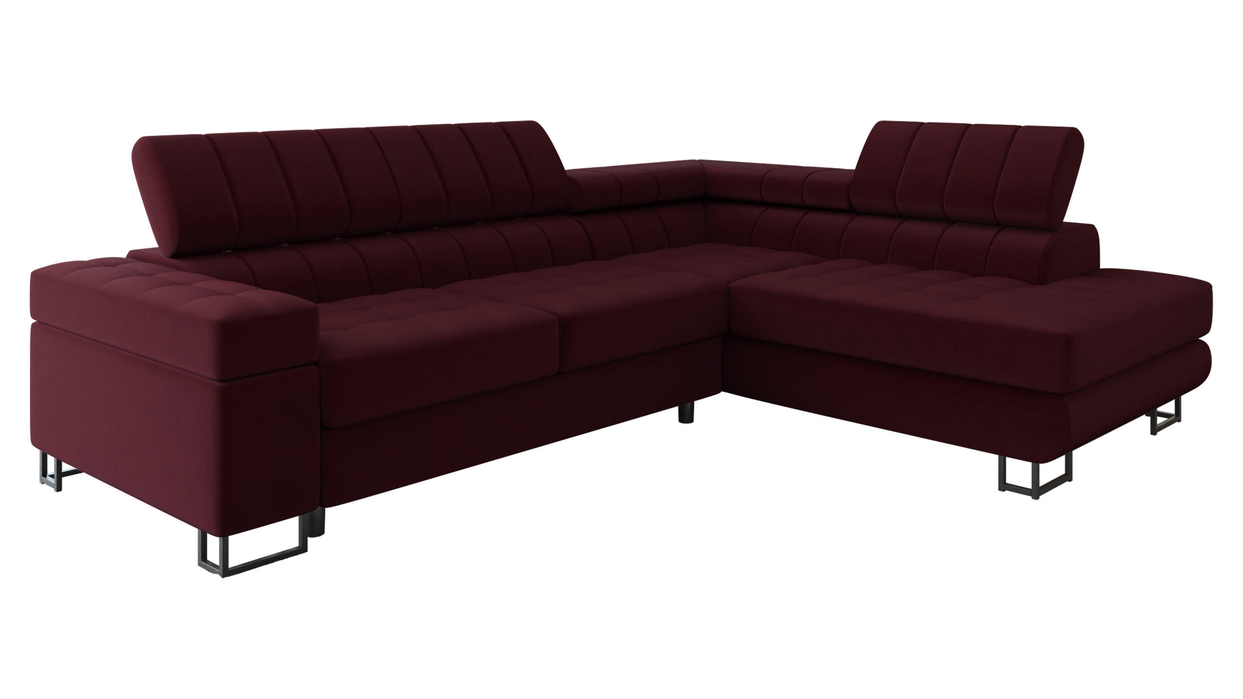 ECKSOFA Laris Premium, Seite: Rechts - Bordeaux/Schwarz, Holz/Textil (271/203cm) - MIRJAN24