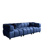 SOFA 4-Sitzer Modular, Couch, Veloursstoff Bluvel, Tintenblau, Bolla - Blau, Holz (192/71/96cm) - Kaiser Möbel