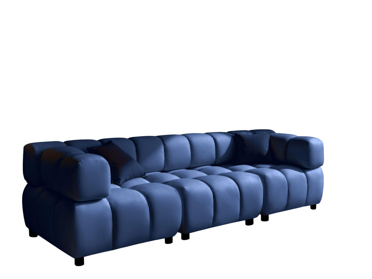 SOFA 4-Sitzer Modular, Couch, Veloursstoff Bluvel, Tintenblau, Bolla - Blau, Holz (192/71/96cm) - Kaiser Möbel