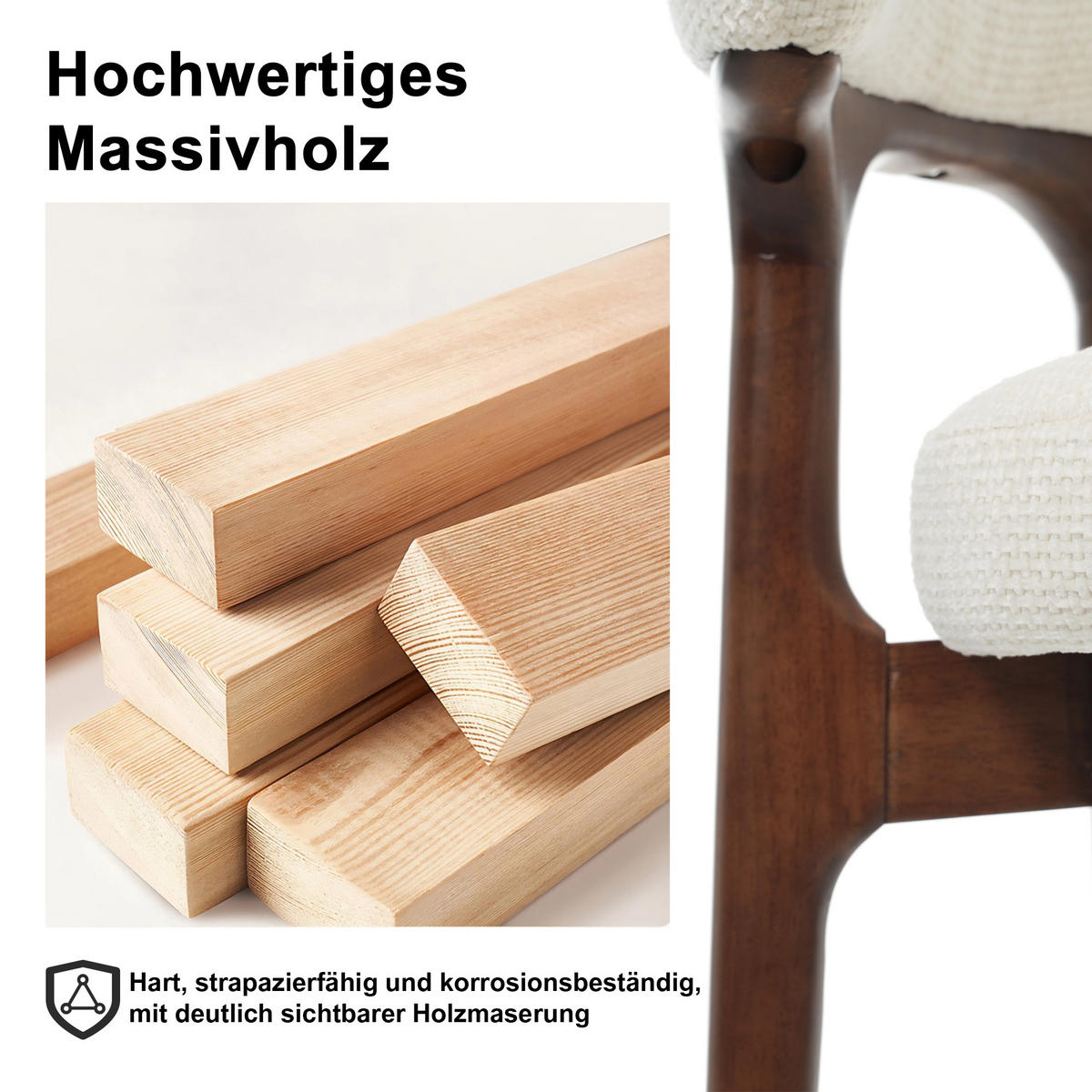 ESSZIMMERSTÜHLE 6er Holz Chenille hellbeige modern - Beige, Textil (58.5/75/53cm) - FLIEKS