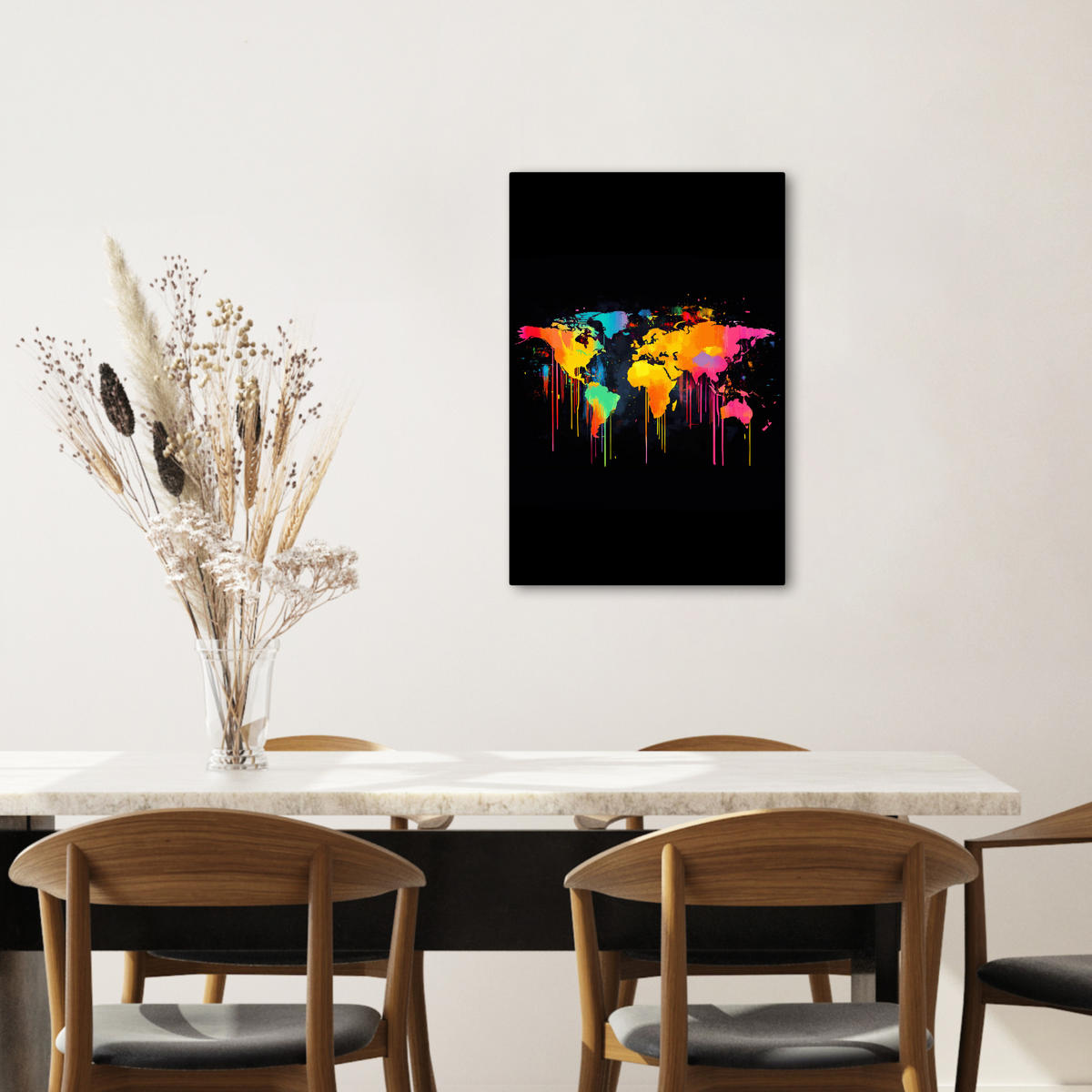 LEINWANDBILD Weltkarte - Farbe - Bunt - Graffiti - Welt 40x60 cm - Multicolor, Textil (40/60cm) - MuchoWow