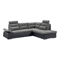 ECKSOFA mit Schlaffunktion, Armlehnfunktion und Kopfstützen - Chromfarben/Grau, Textil (219/260cm) - ed exciting design
