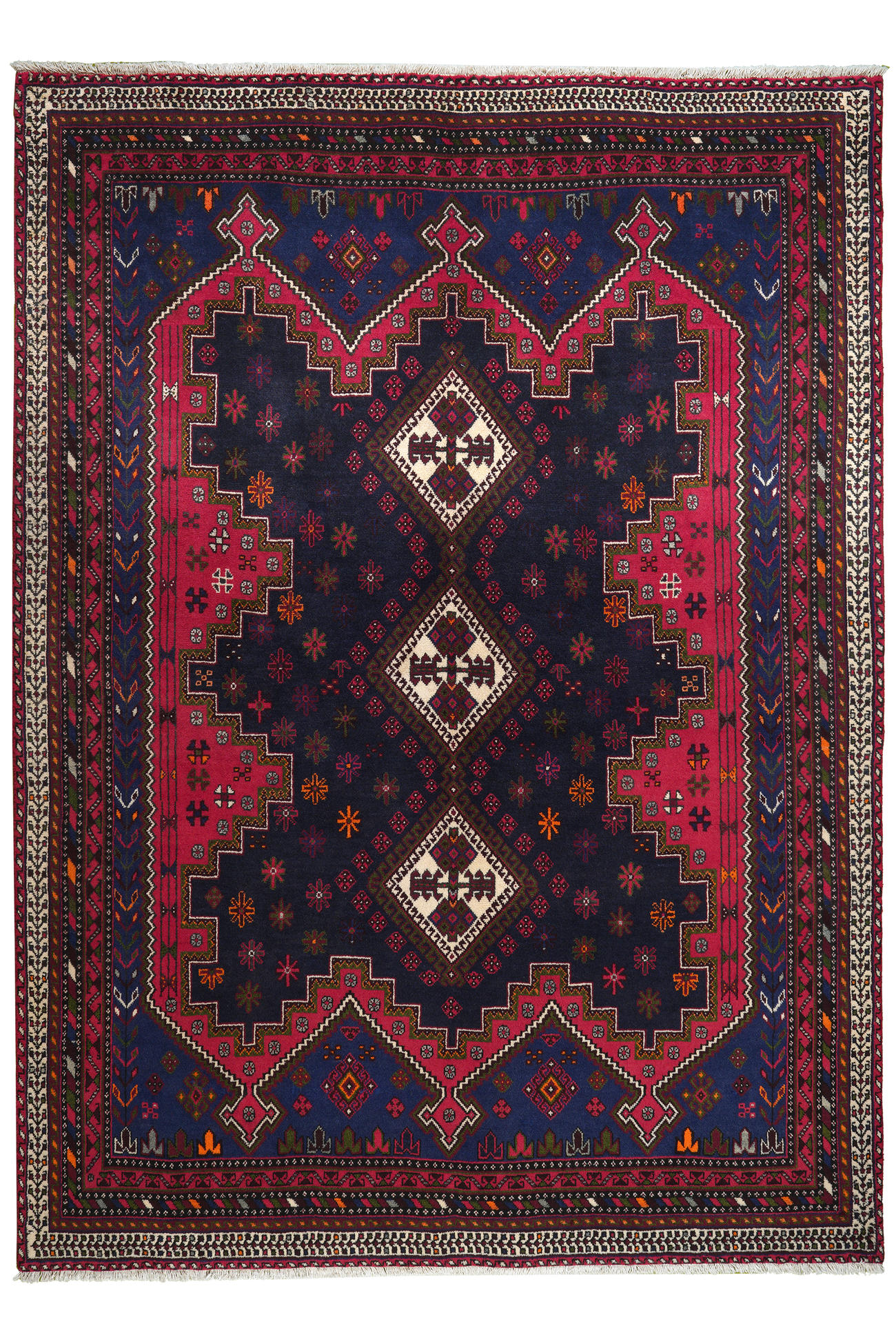 TEPPICH Afshar Blau 242/174 cm Schurwolle - Blau, Textil (174/242cm) - Looma
