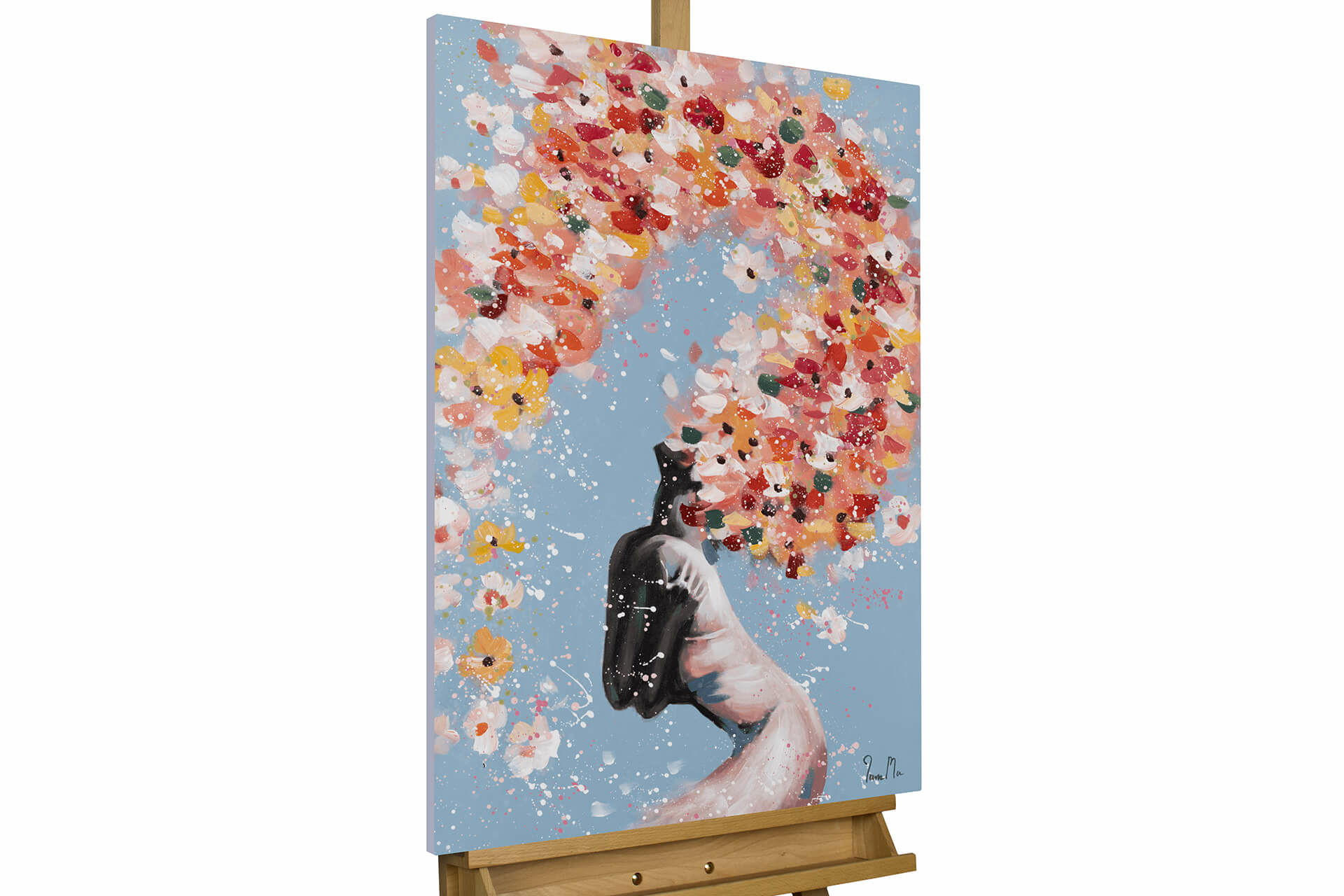 KUNSTLOFT RUČNĚ MALOVANÝ AKRYLOVÝ OBRAZ MODRÝ/RŮŽOVÝ, 60/90 CM
