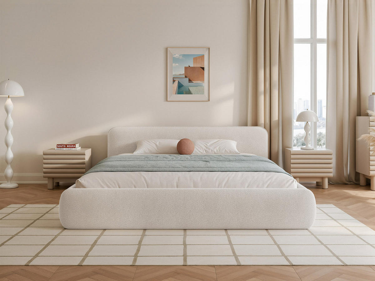 POLSTERBETT Taftan 180x200 cm, Weiß - Weiß, Textil (200/180cm) - Fedve