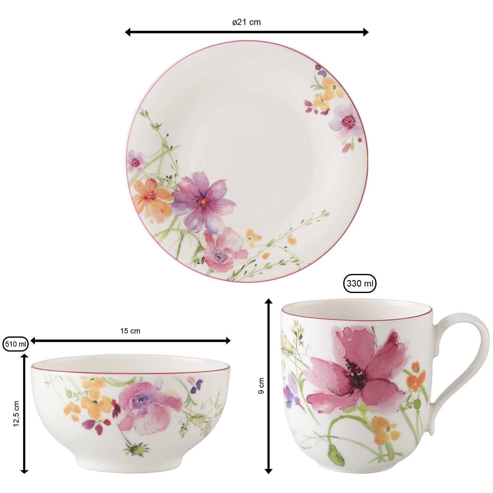 FRÜHSTÜCKS-SET Mariefleur Basic bunt - Multicolor, Keramik (1/1/1cm) - Villeroy & Boch