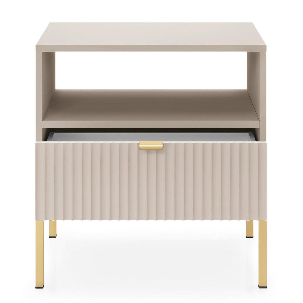 NACHTTISCH Vellore Greige / Gold 54 cm - Ecru/Beige, Holzwerkstoff/Metall (54/56/39cm) - Selsey