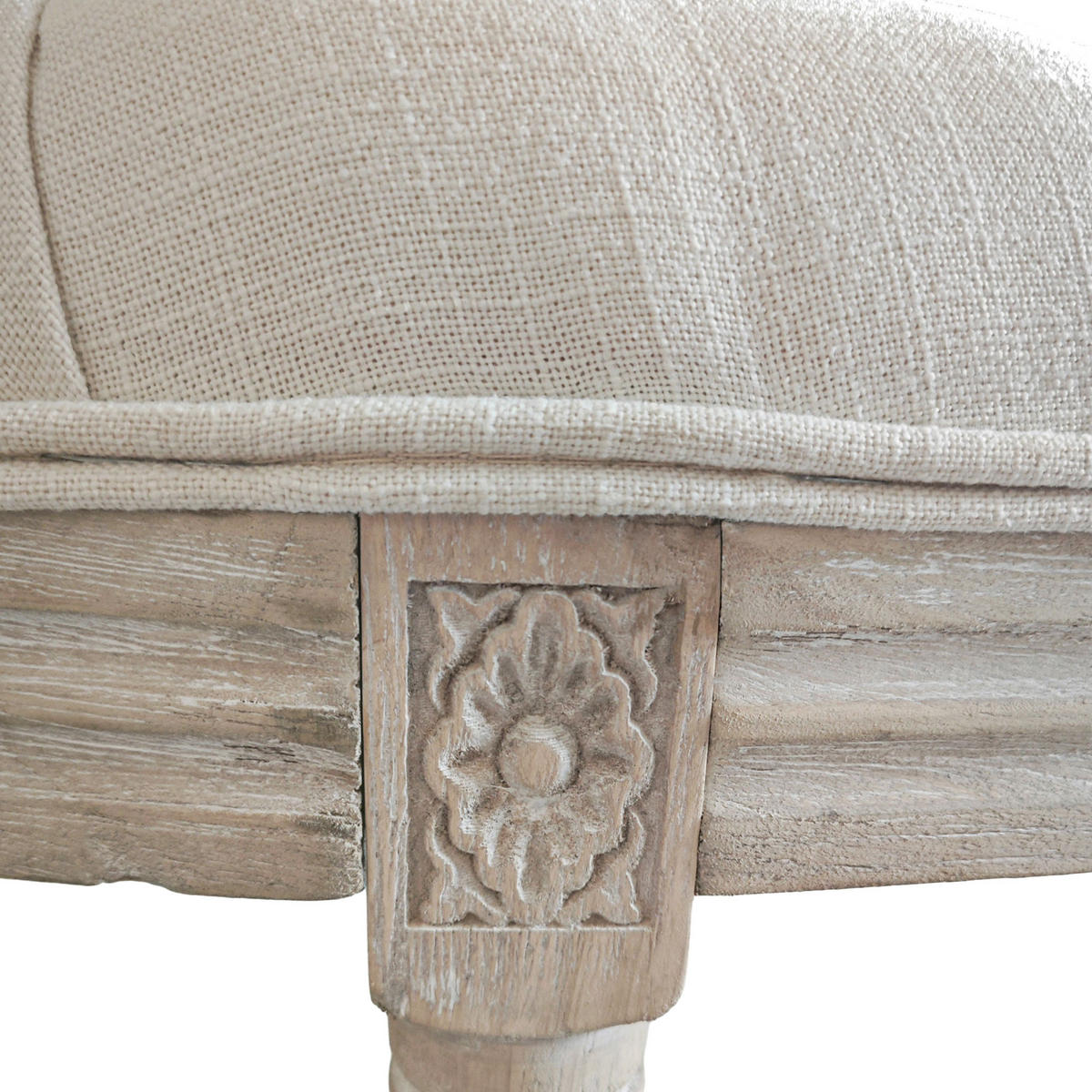 HOCKERBANK DE-12827 Halbmondform, Louis XVI-Stil Creme - Creme, Textil (44/49/110cm) - ComfortXL