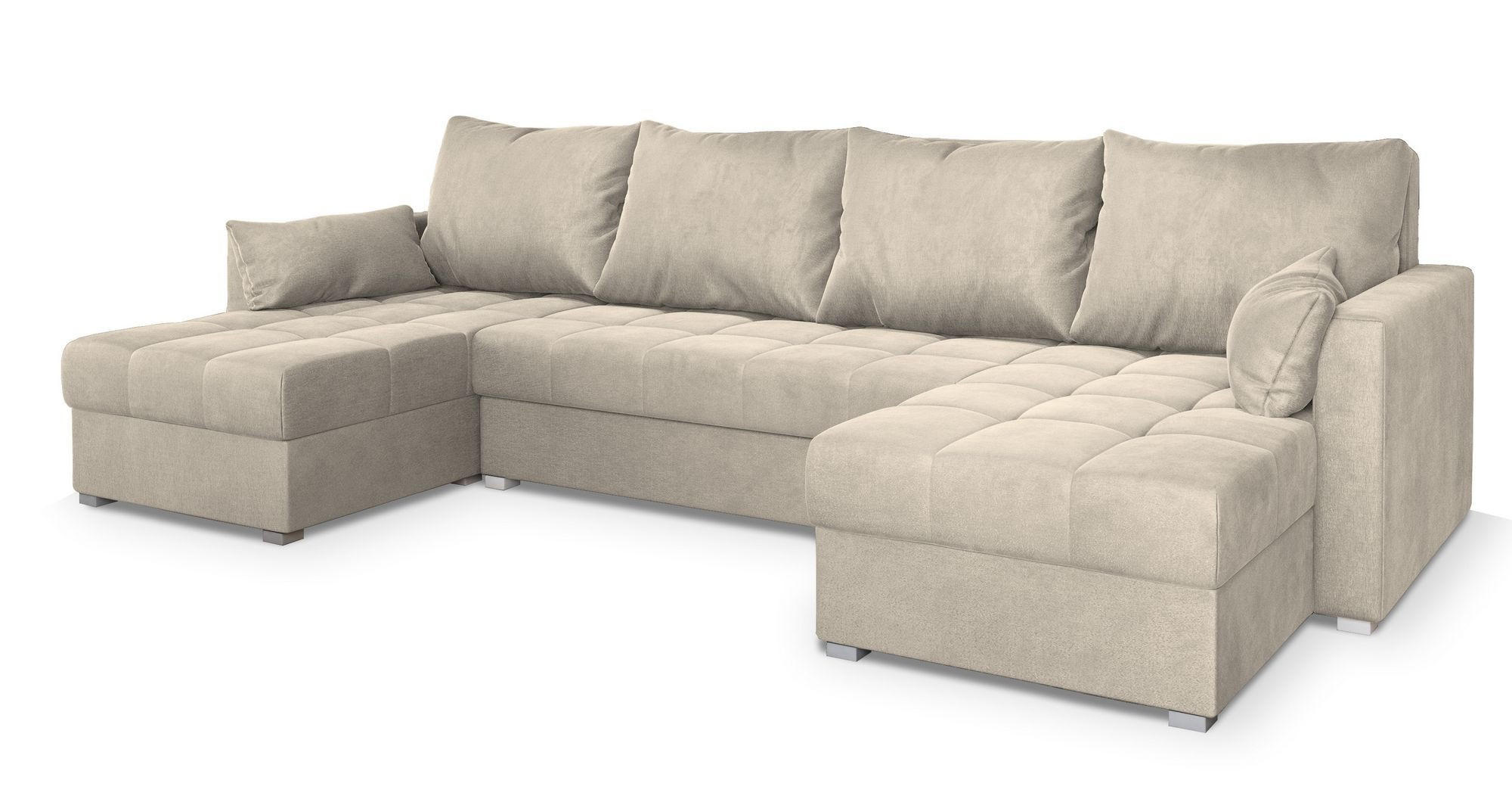 ROHOVÁ SEDAČKA NAKO krémová - šedá/krémová, dřevo/textil (285/140cm) - MASSENO