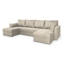 ROHOVÁ SEDAČKA NAKO krémová - šedá/krémová, dřevo/textil (285/140cm) - MASSENO