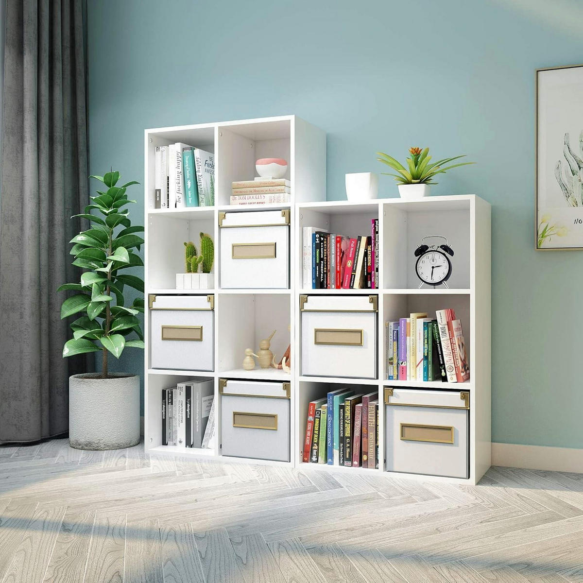 BÜCHERREGAL 6 Fächer Weiß 60.5 x 30.3 x 90 cm - Weiß, Holzwerkstoff (30.3/90/60.5cm)