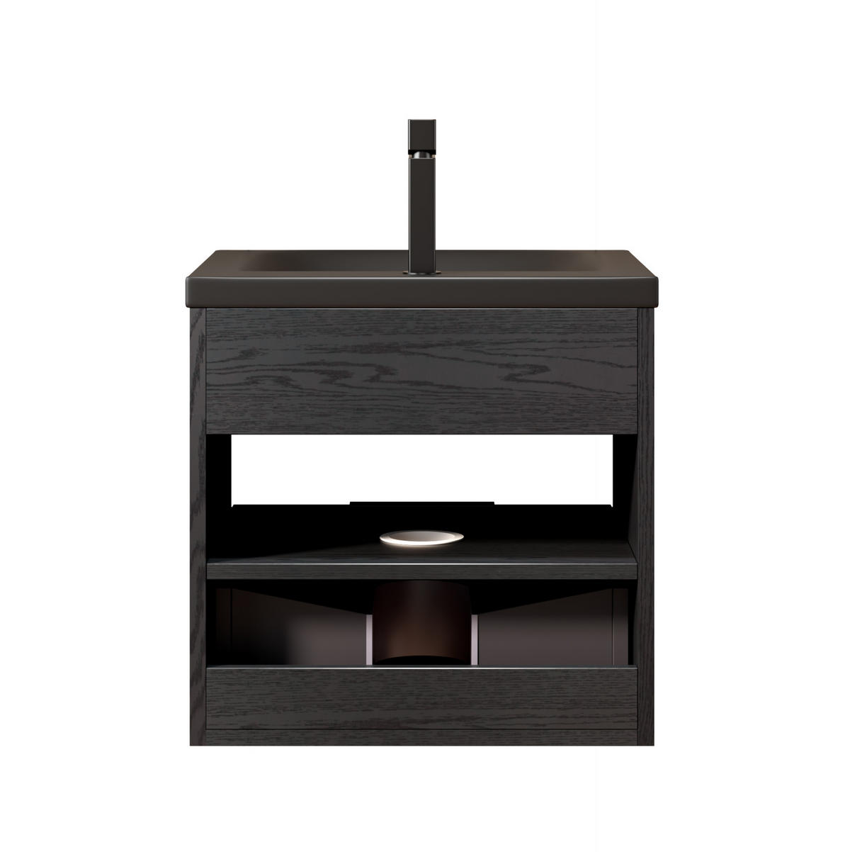 WASCHTISCH mit Keramikbecken Schwarz/Dark Oak - Schwarz, Holz (47/51.5/51.5cm) - Beauniv