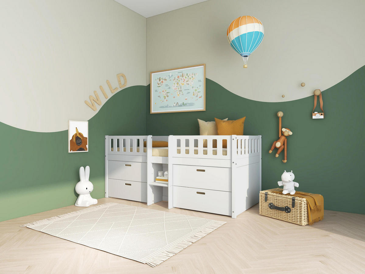 KINDERBETT VIGGO Weiß 205x102x92 cm - Weiß, Holz - FURNLUX