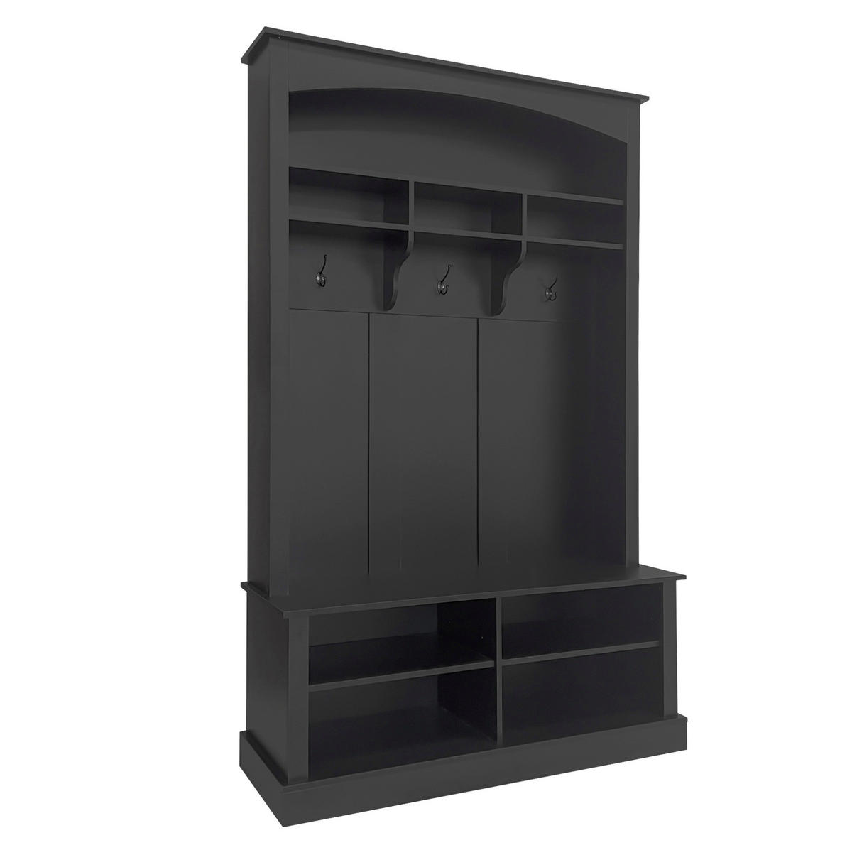 PREDSOBNA klop 120/40/190 cm z obešalniki, 2 nastavljivima policama in odprtim shranjevanjem, Črna - črna, leseni material (40/190/120cm) - Redom