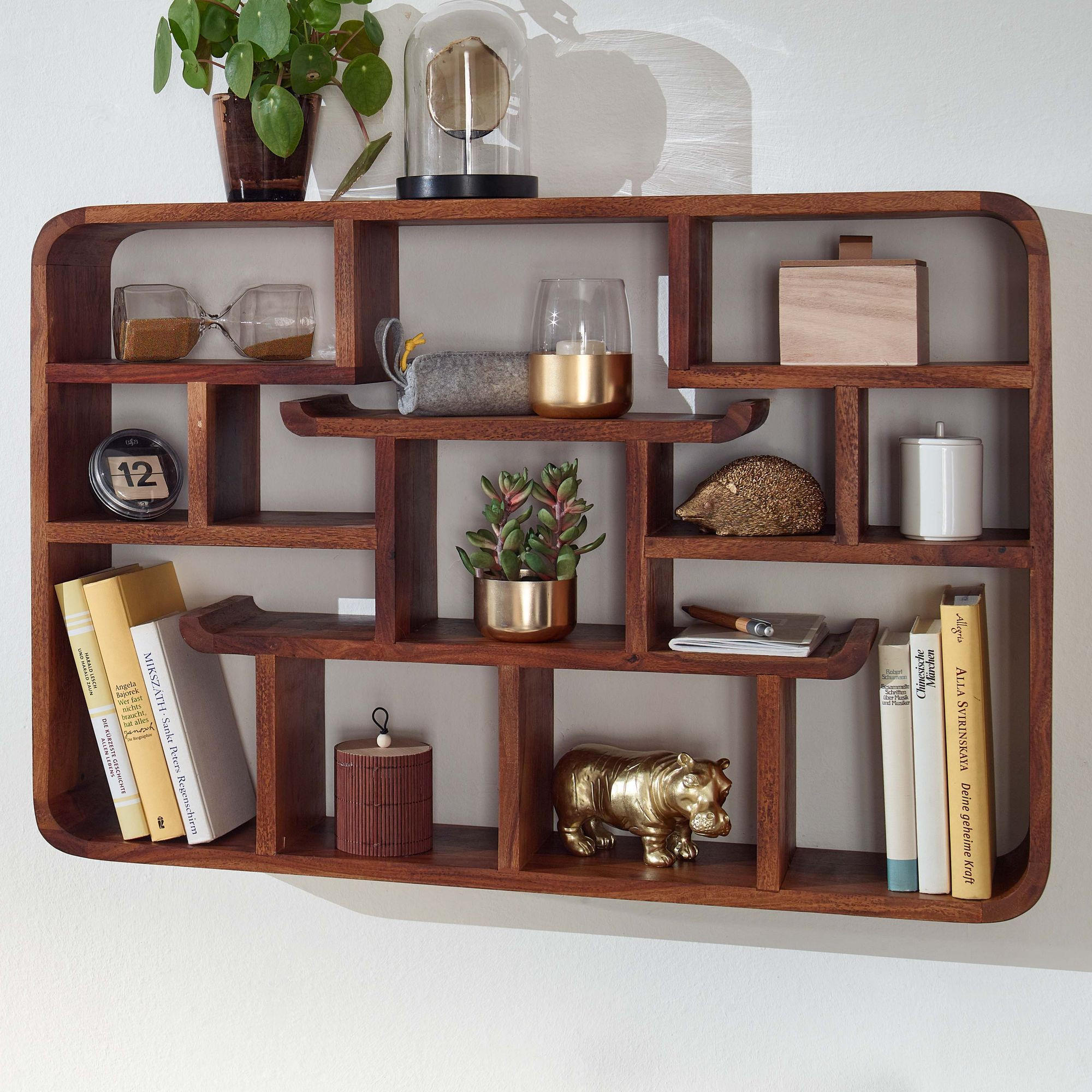 WANDREGAL Massivholz Modern Stil Elegant - Braun, Holz (80/55/12cm) - KADIMA DESIGN