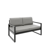 GARTENSOFA 2 Sitzer Madera 146x80cm, schwarz, beige - Beige/Schwarz, Kunststoff/Metall (146/86/80cm) - Margaret Hadas24