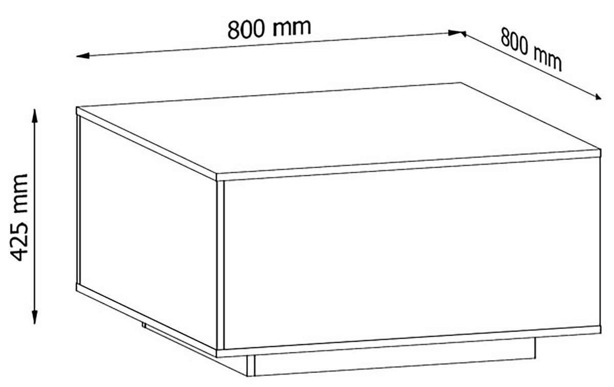 COUCHTISCH Frida 80 / 80 / 42,5cm - Eichefarben/Schwarz, Holz/Holzwerkstoff (80/80/42.5cm) - Feldmann-Wohnen