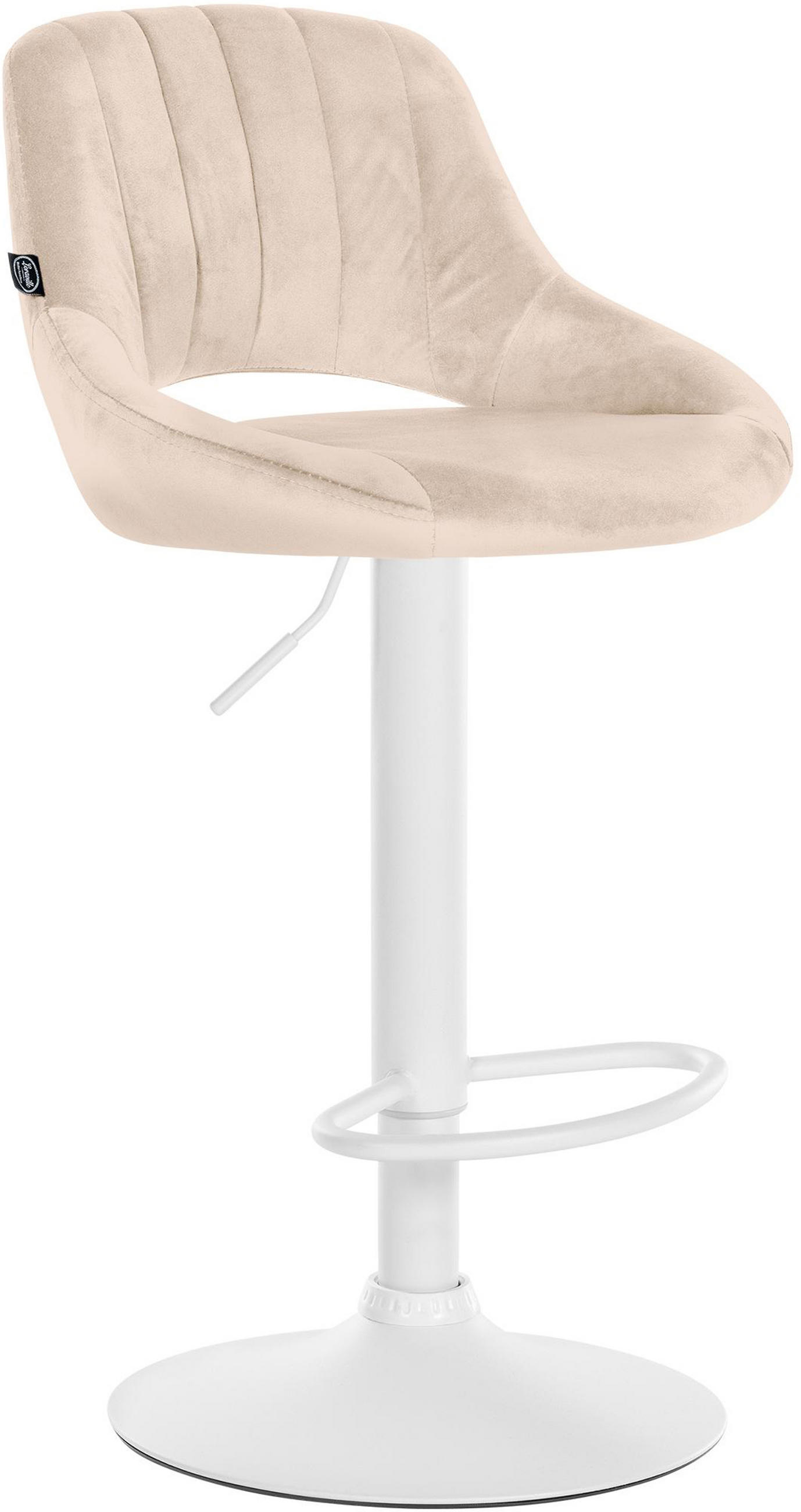 BARHOCKER Milos Samt weiß creme - Naturfarben/Weiß, Textil/Metall (47/106/48cm) - TPFLiving