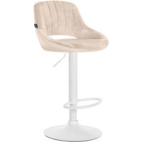 BARHOCKER Milos Samt weiß creme - Naturfarben/Weiß, Textil/Metall (47/106/48cm) - TPFLiving