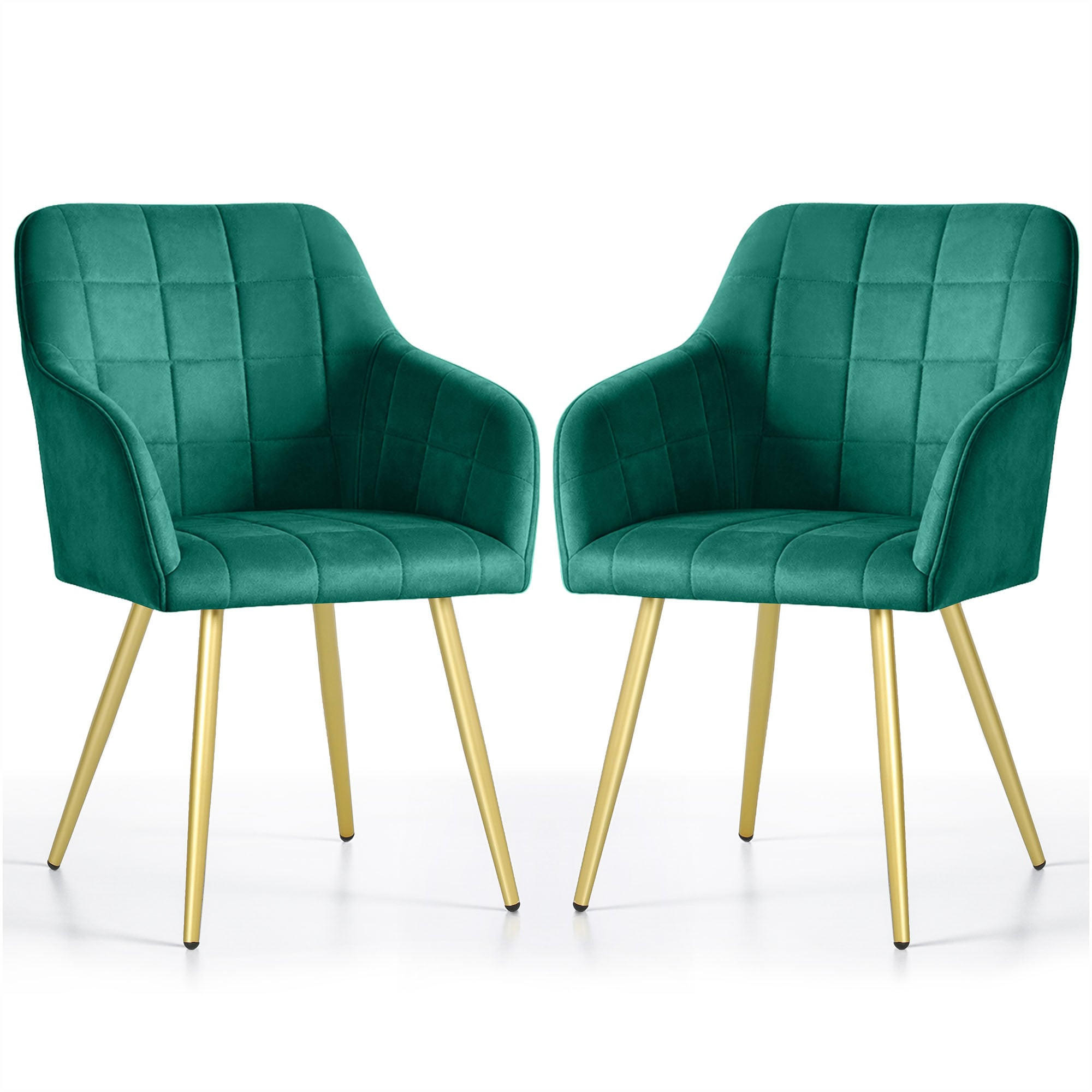 POLSTERSTUHL 2er Set, Metallbeine Grün, Gold 54/82/58 - Grün, Textil (54/82/58cm) - RAUMHIRSCH FURNITURE