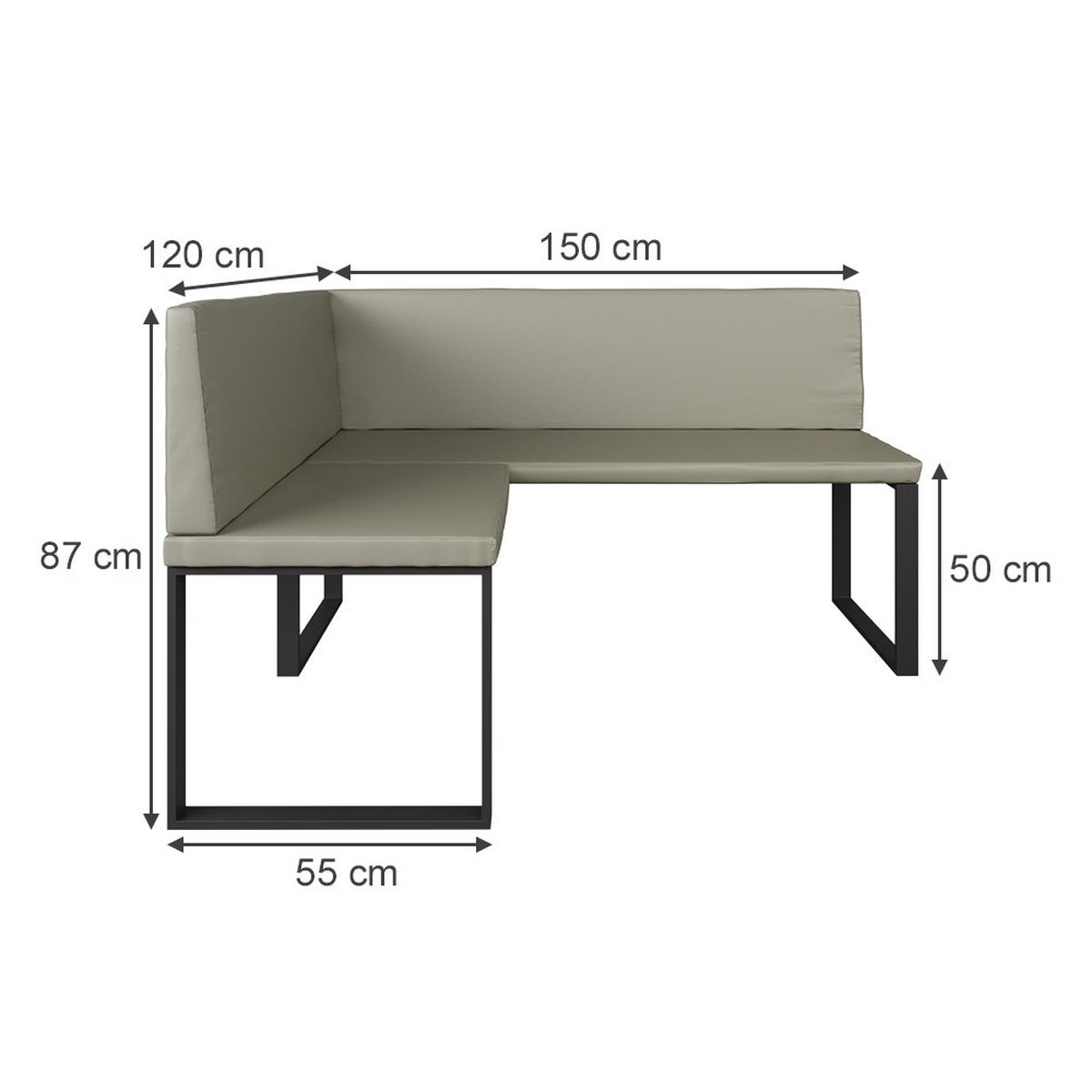 ESSZIMMER-ECKBANK Ravon Cashmere 120 x 150 cm - Kaschmir, Textil (120/87/150cm) - Vicco