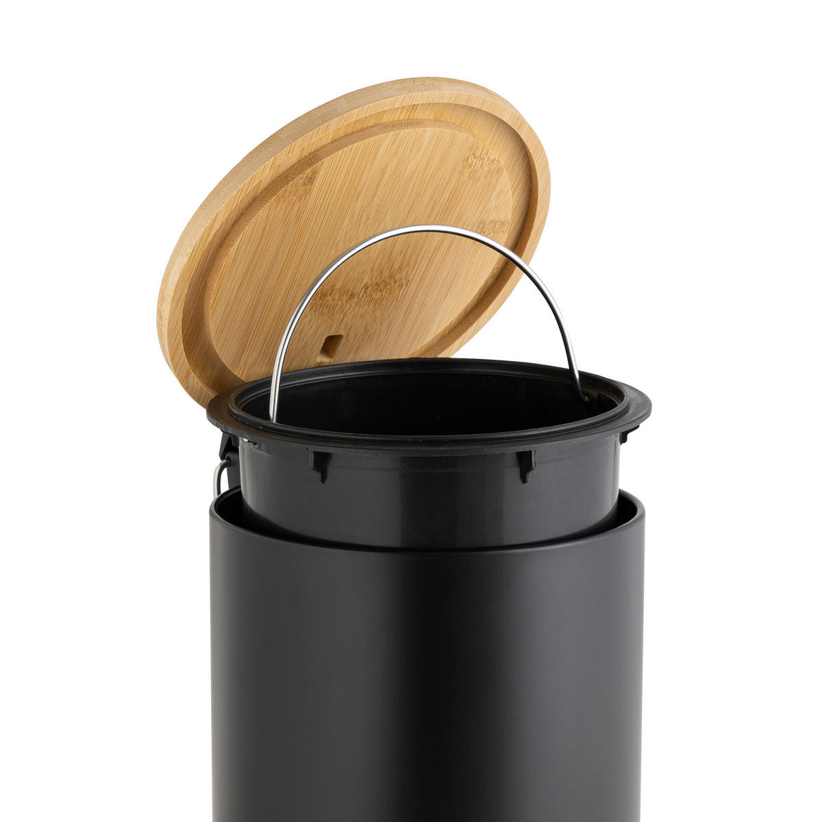 MÜLLEIMER Soft-Close Bambus 3 l Mobelle - Schwarz, Metall (21/27/17cm) - Douceur d´intérieur