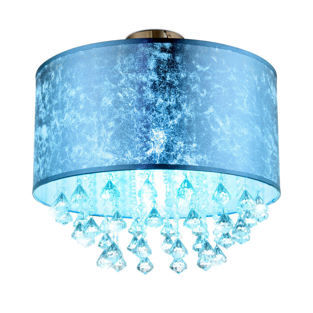 LED DECKENLEUCHTE Metall Gold Kristalloptik - Goldfarben, Textil (30/30/31cm) - Globo Lighting