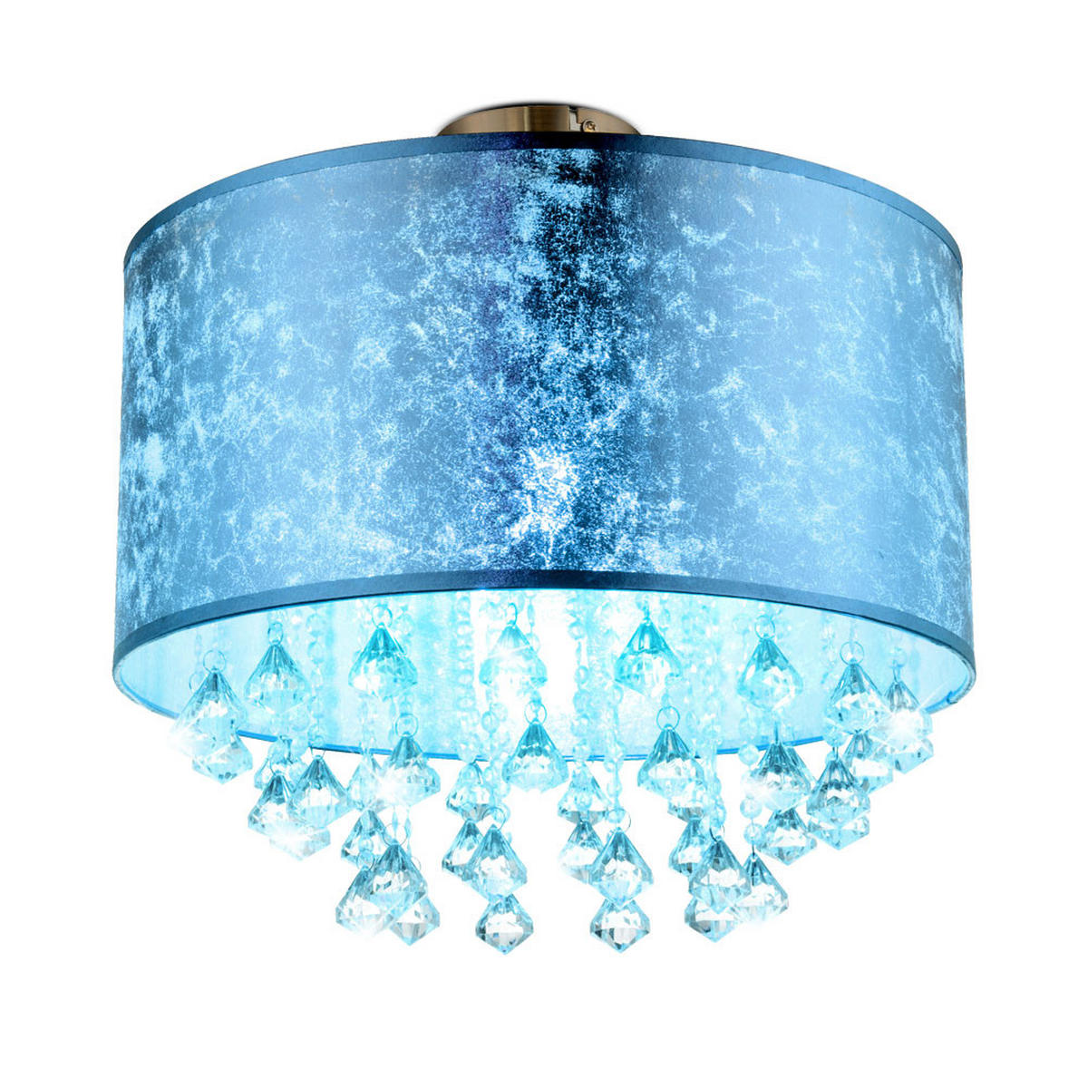 LED DECKENLEUCHTE Metall Gold Kristalloptik - Goldfarben, Textil (30/30/31cm) - Globo Lighting