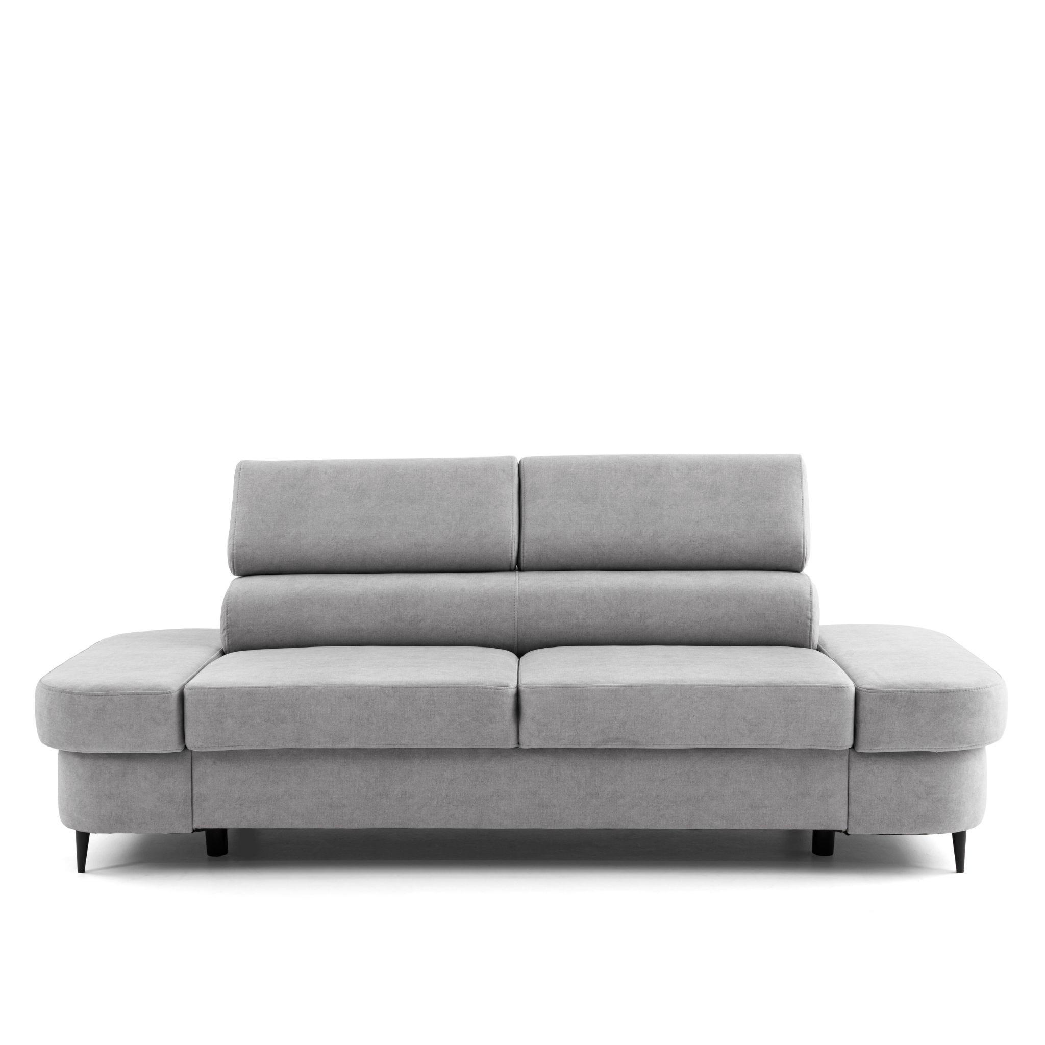 2-SITZER Sofa PRIAM 206 cm Velours Hellgrau - Hellgrau/Schwarz, Holz/Textil (206/95/102cm) - Muffo