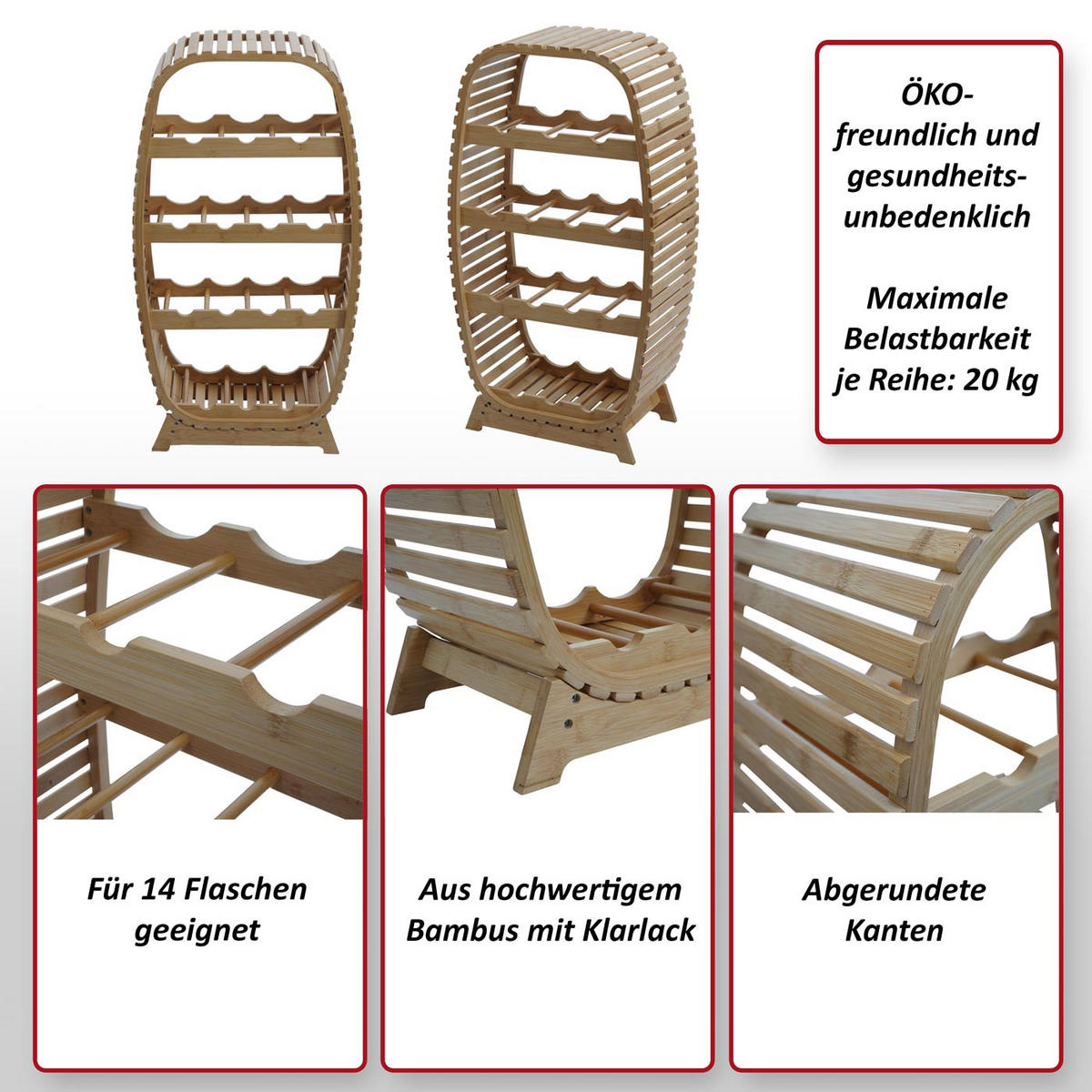 WEINREGAL Braun - Braun, Holz (46/85/25cm) - MCW