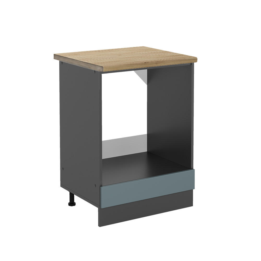 HERDUMBAUSCHRANK R-Line Blau-Grau 60 cm, AP Eiche - Anthrazit/Blaugrau, Holzwerkstoff (60/81.6/60cm) - Vicco