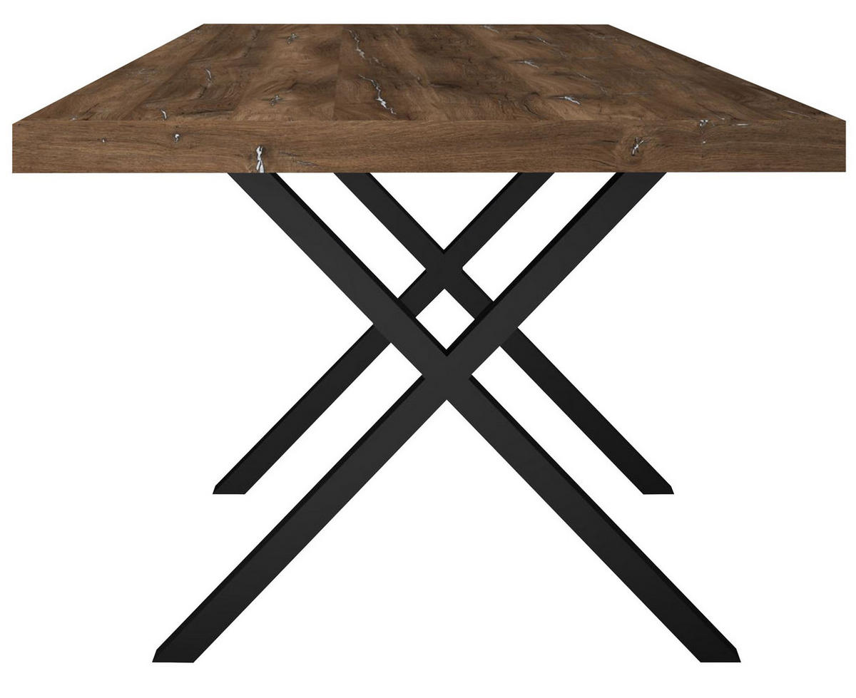 ESSTISCH Elgin 4 175-275x80x100 Metall+Holzwerkstoff Schwarz/Zinneiche - Mooreichefarben/Schwarz, Holzwerkstoff (175/100/80cm) - 58aufmkessel