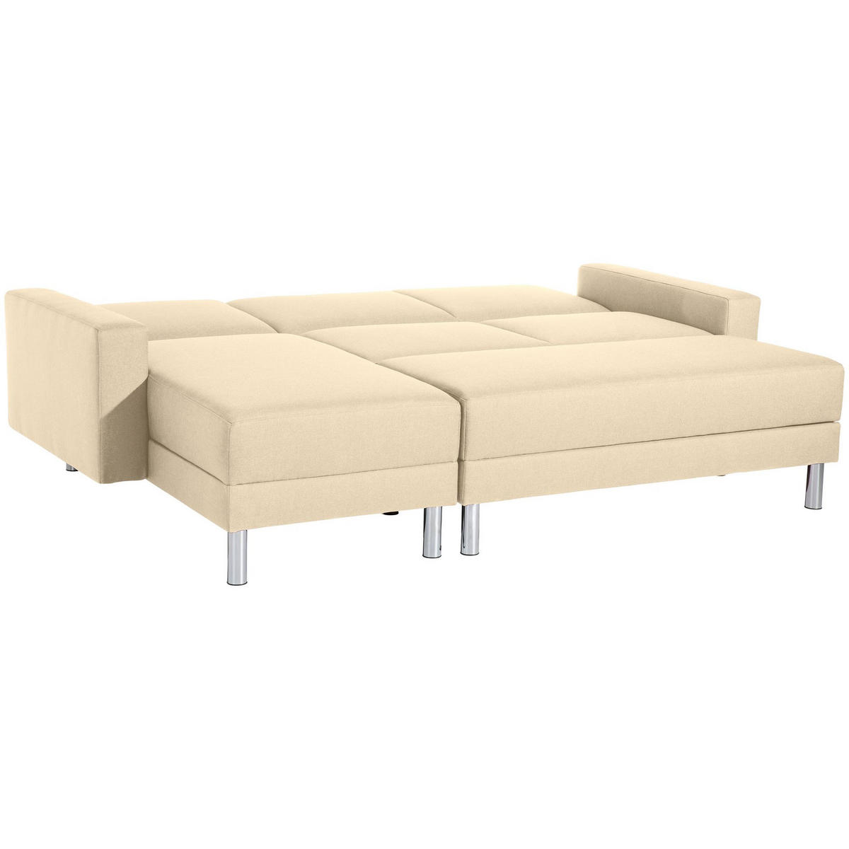 FUNKTIONSSOFA mit Hocker Katryna Flachgewebe beige - Beige, Kunststoff (144/92/230cm) - 58aufmkessel