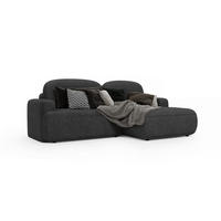 ECKSOFA Warm rechts – Anthrazit, mit Schlaffunktion und Bettkasten - Anthrazit, Textil (246/176cm)