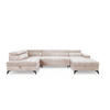 WOHNLANDSCHAFT Arkucio U Beige 345/200/95 cm – großes Sofa mit Schlaffunktion R - Beige/Schwarz, Textil/Metall (345/95/200cm) - AX Living