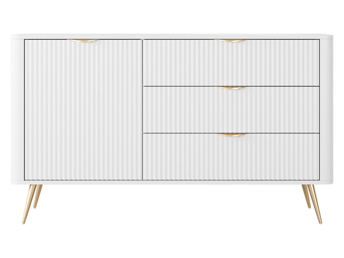 SIDEBOARD Lante 1D3S - Goldfarben/Weiß, Holzwerkstoff/Metall (139/82/38cm) - MIRJAN24