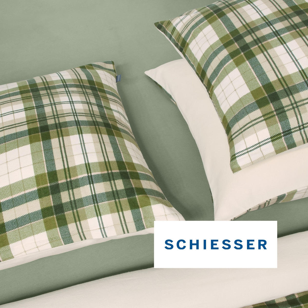 BETTWÄSCHESET Morris - Feinbiber - 2-teilig - 135 x 200 cm - Grün - Grün, Textil (135/200cm) - SCHIESSER