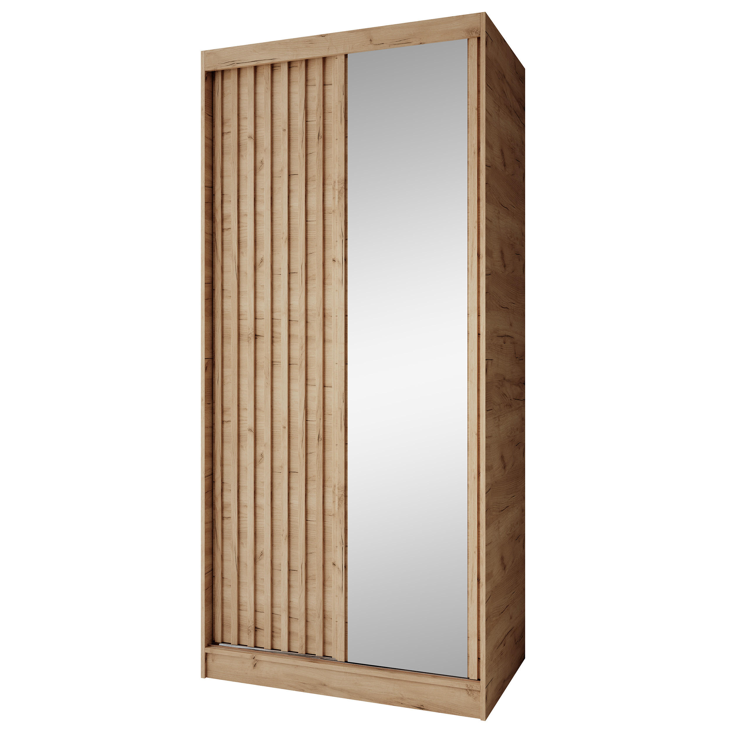 SCHWEBETÜRENSCHRANK Donatello 100/205/60 2-türig eiche Artisan mit Spiegel - Eiche Artisan, Holzwerkstoff (100/205/60cm) - Beautysofa