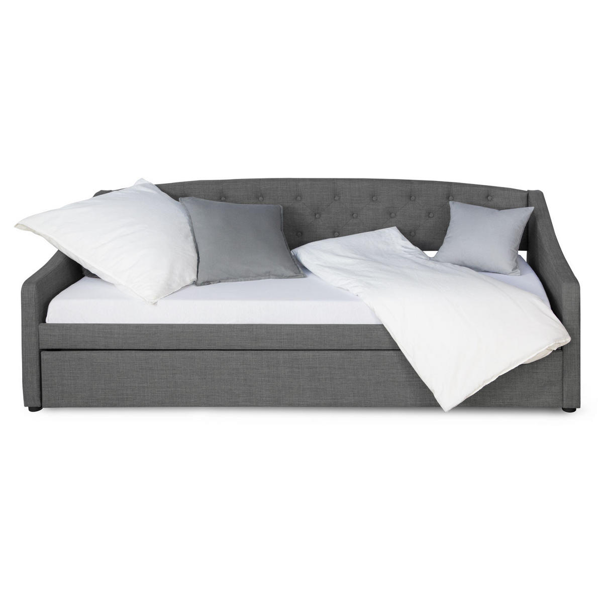 POLSTERBETT ausziehbar 140/200 cm in Grau - Grau, Textil (90/200cm) - Homestyle4u