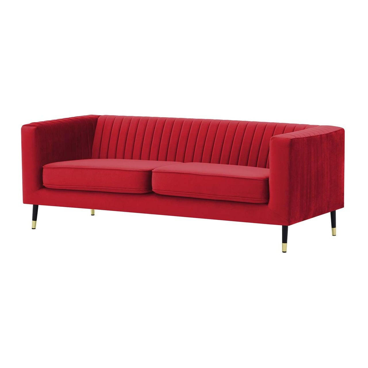 DREISITZER SOFA Slender-Velluto 7 - Rot, Holz/Textil (201/71/83cm) - SLF24