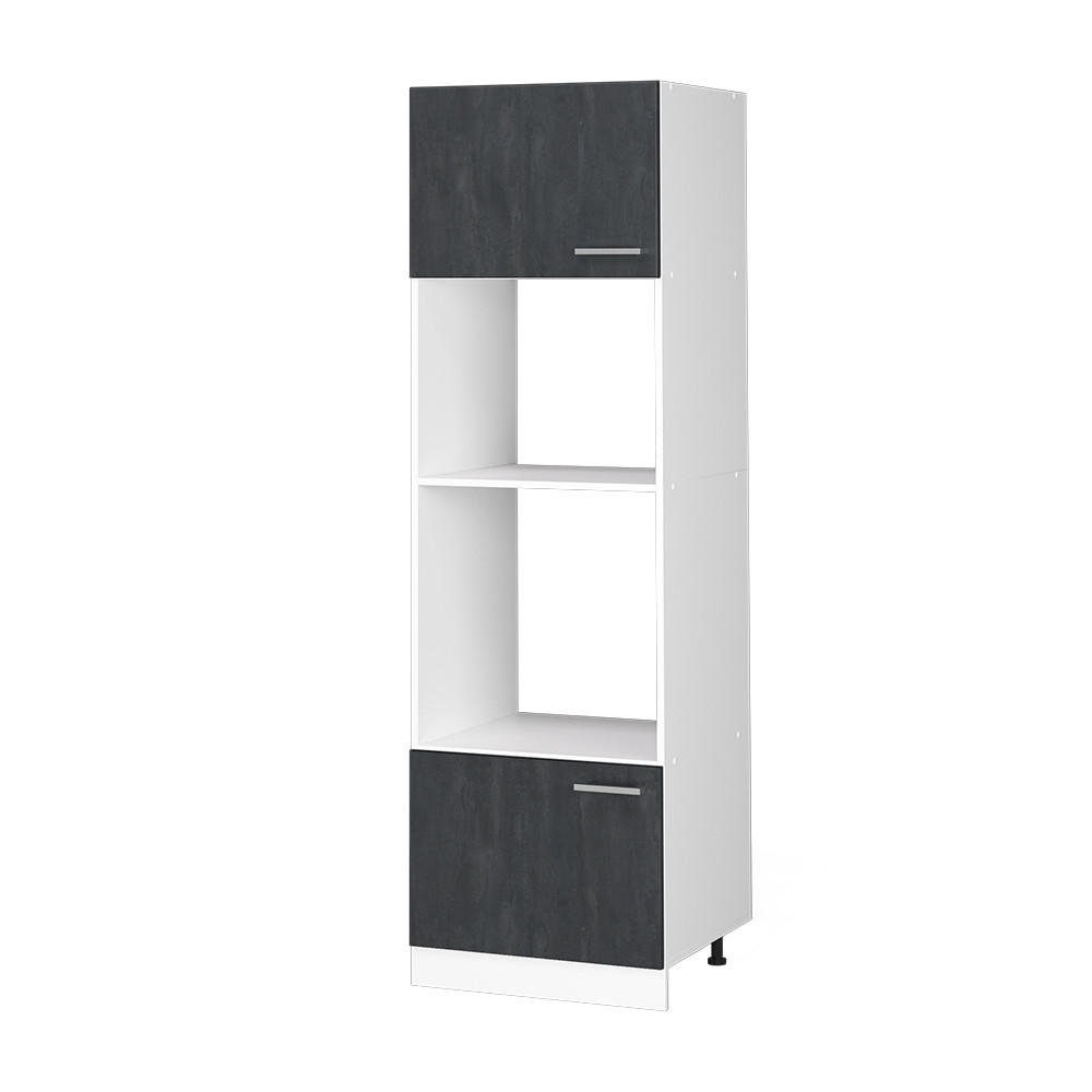 MIKROWELLENSCHRANK R-Line Schwarz Beton 60 cm ohne Arbeitsplatte - Schwarz/Weiß, Holzwerkstoff (60/206.8/57.2cm) - Vicco
