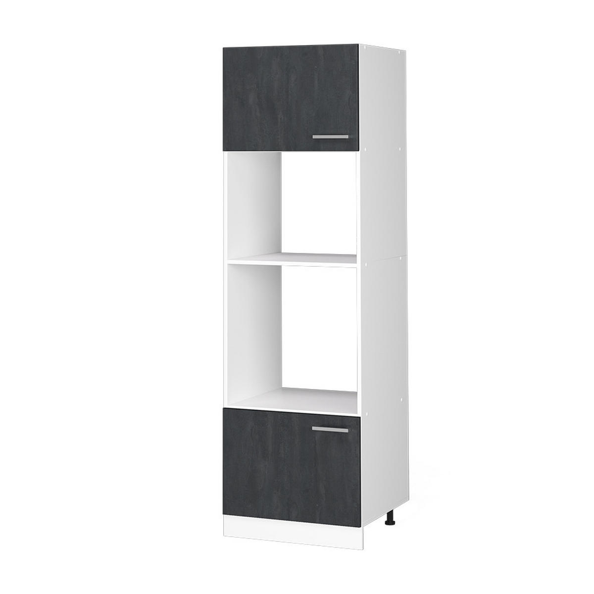 MIKROWELLENSCHRANK R-Line Schwarz Beton 60 cm ohne Arbeitsplatte - Schwarz/Weiß, Holzwerkstoff (60/206.8/57.2cm) - Vicco